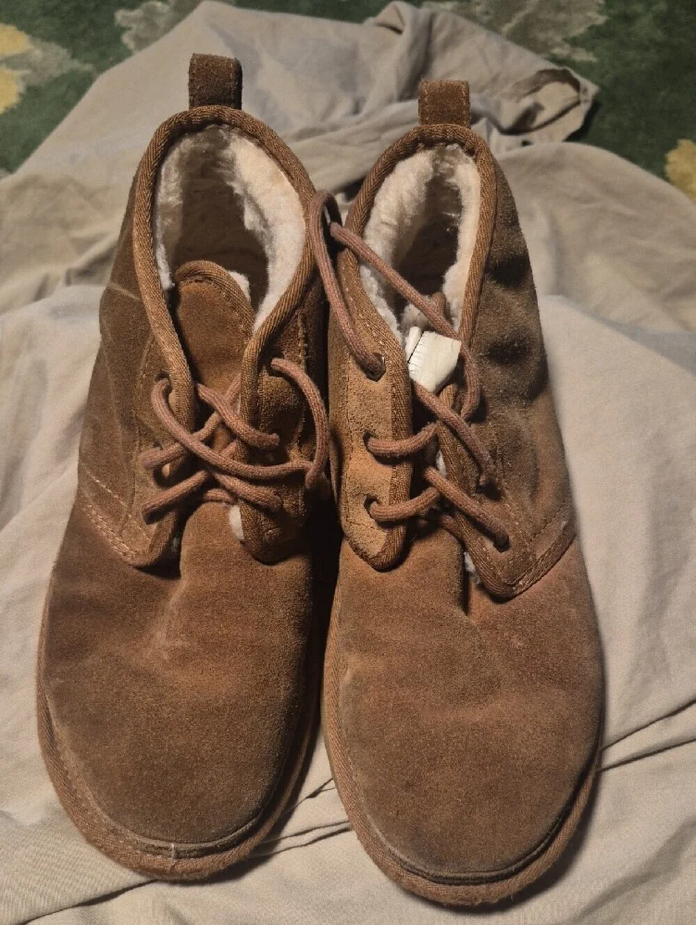 UGG Brown Suede Lace-Up Winter Boots with Shearling Lining